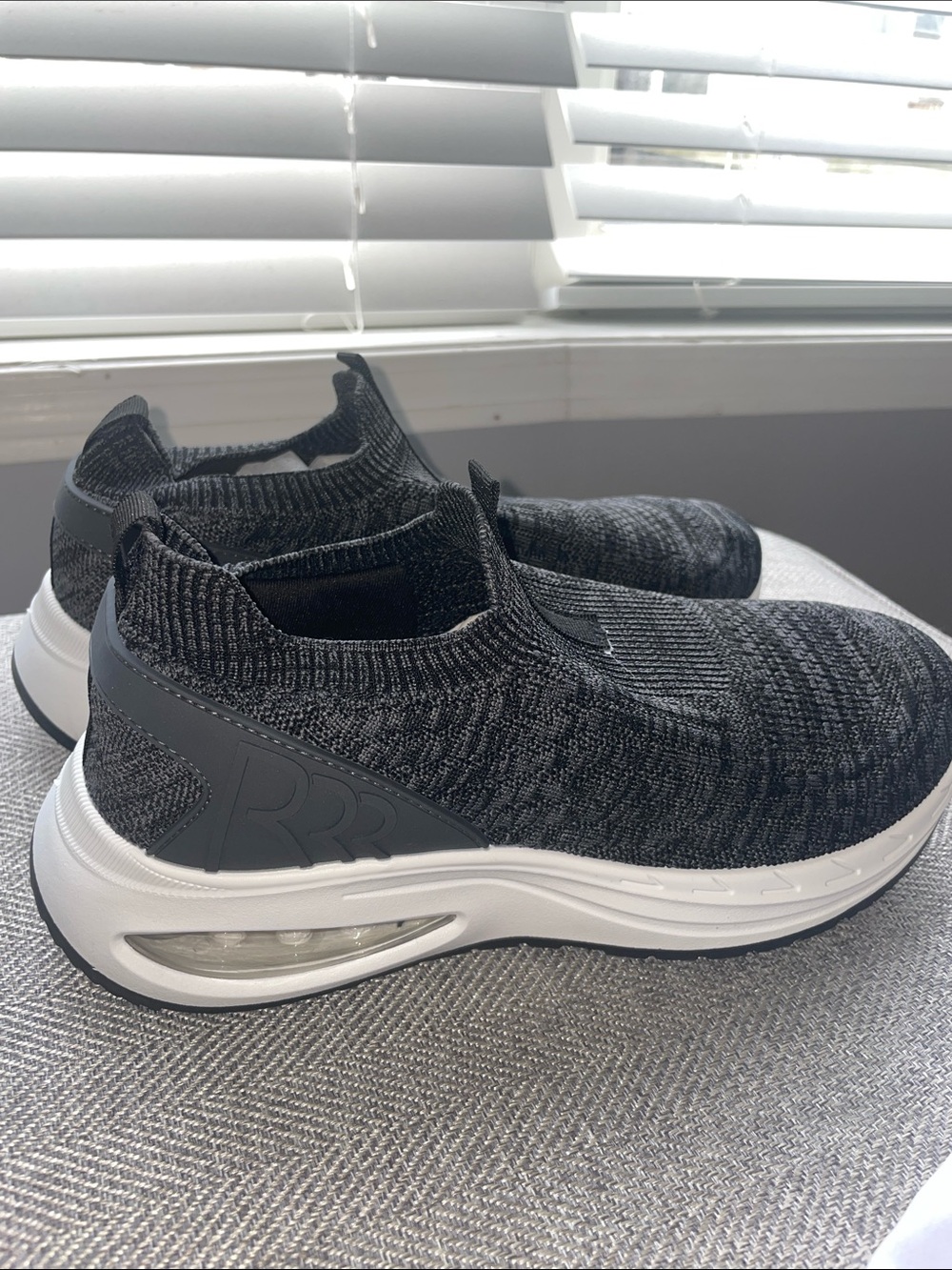 Slip-On Knit Sneakers in Black and White